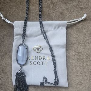 Kendra Scott Gunmetal Necklace with Gray Stone